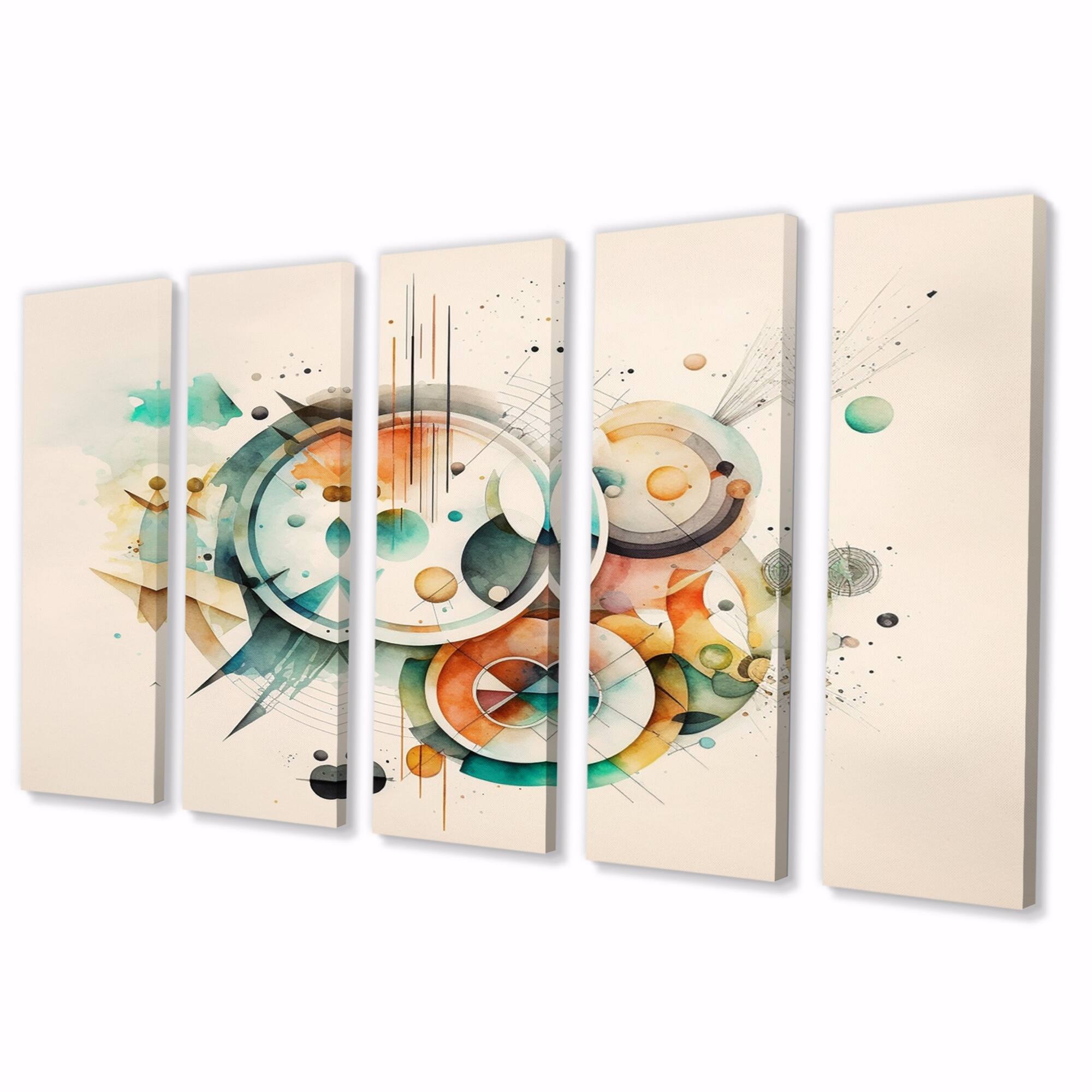 Designart "MultiColor Watercolor Geometric Art III" Modern Geometric